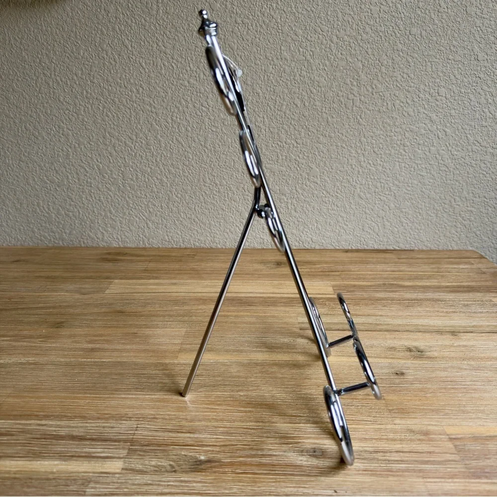 14” Decorative Metal Display Easel Scroll Design Silver Color Plates Books Pics